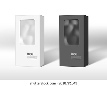3D White And Black Box Package For Soft Product. EPS10 Vector