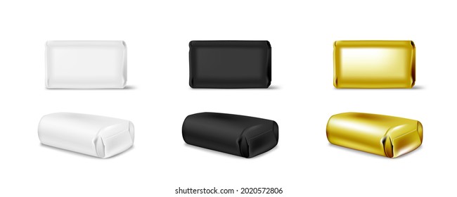 3D White Blank Foil Or Paper Soup Packaging Isolated On White. EPS10 Vector