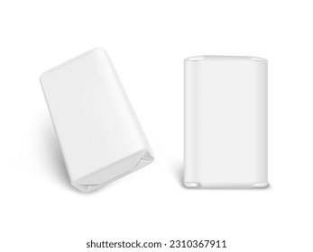 3D White Blank Paper Packaging For Soap, Butter Or Other Isolated On White Background. EPS10 Vector