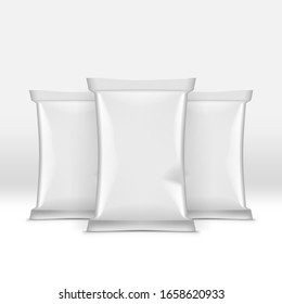 3D White Blank Potato Chips Foil Bag Pack Mock up. Vektorillustration10 Vektorillustration