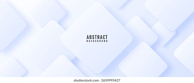 3D white blue abstract background overlap layer on bright space with cutout effect decoration. Modern graphic design element rounded squares style concept for web, art, flyer, card, or brochure cover
