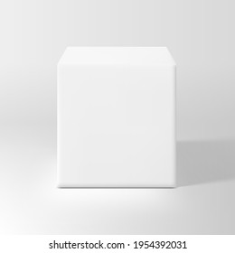 3D White Box With Shadow Isolated On Background. EPS10 Vector