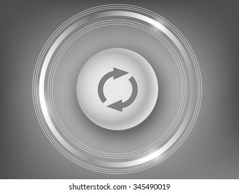 3d white button  arrow on a gray background