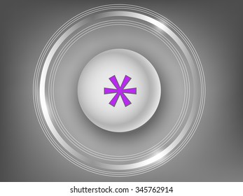 3d white button asterisk on a gray background