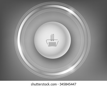 3d white button basket  on a gray background