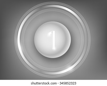 3d white button number on a gray background