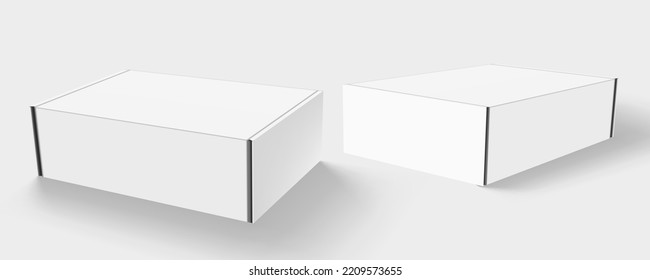 3D White Carton Cardboard Boxes For Software Or Hardware. EPS10 Vector