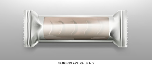 3D White Chocolate Candy Bar Transparent Polyethylene Package. EPS10 Vector