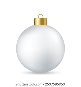 3d White Christmas ball Isolated on white background. . New year toy decoration. Holiday decoration element. 3d rendering. Vector illustration