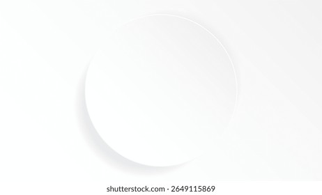 3D white circle plate paper cut style on the center of white background graphic illustration have blank space.
