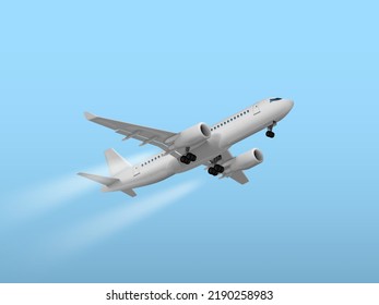 3D-Weißflieger mit freigegebenem Landegetriebe. EPS10-Vektorgrafik