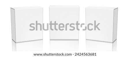 3D White Clear Mini Boxes Packaging With Shadow. EPS10 Vector