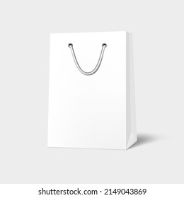 3D White Clear Paper Bag On White Background. EPS10 vector