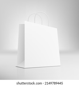 3D White Clear Paper Bag On White Background. EPS10 Vector