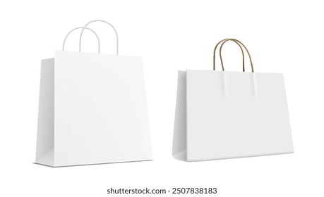 3D White Clear Paper Bag On White Background. EPS10 Vector