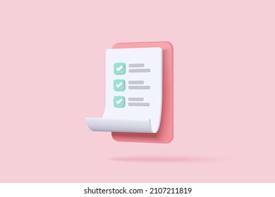 3d white clipboard task management todo check list, work project plan concept, fast checklist, posting plan on white background, productivity checklist 3d icon. 3d vector clipboard on pink background