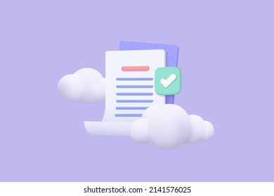 3d White Clipboard Task Management Todo Check List, Efficient Work On Project Plan, Fast Progress, Level Up Concept, Assignment And Exam, Document In Cloud Icon. 3d Vector Render On Cloud Background