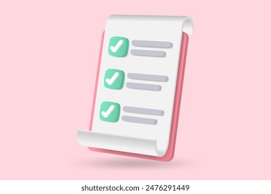 3d white clipboard task management todo check list with pencil, fast work on project plan, efficient work on project plan, fast progress, level up concept, assignment and exam checklist icon.