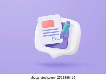 3d white clipboard task management todo check list, assignment and exam checklist  with pencil icon, efficient work on project plan, fast progress, level up concept. 3d todo check icon vector render