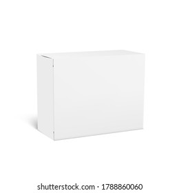 3D White Close Product Cardboard Package Box. EPS10 Vector