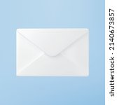 3d white closed mail envelope icon isolated on blue background. Render new unread email notification. 3d realistic minimal vector