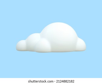 3D-weiße Wolke auf blauem Hintergrund. Weiche, kartoonförmige Wolken oder Rauch. Vektorgrafik
