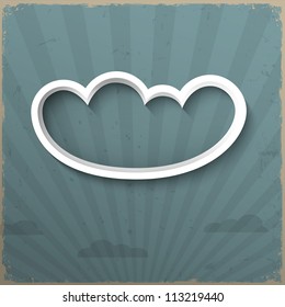 3d white cloud on retro background