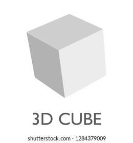3D White Cube in different position. Realistic modern square. Vector illustration on a white background. 