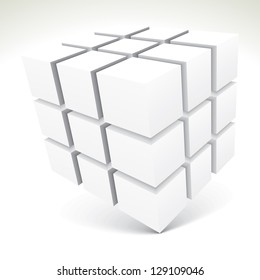 3D white cubes - vector illustration