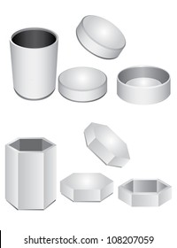 3D White Cylinder, Box, Packaging Design
