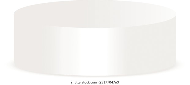 3D White cylindrical stage isolated on a transparent background, for product displays, mockups, or showcasing designs. Circle stage vector illustration.