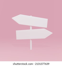 3d white directions sign pink background  Vector illustration 