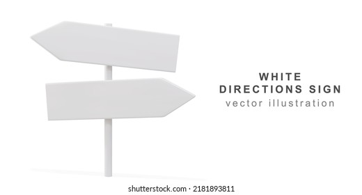 3d white directions sign white background  Vector illustration 