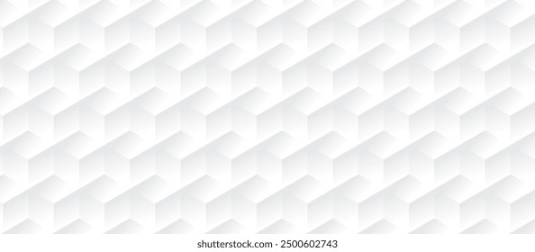 3D White Elegant Hexagon Cube Geometric Pattern Background