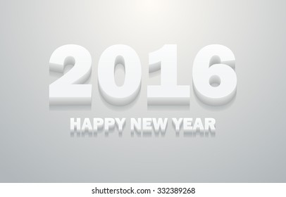 3D White Embossed New Year 2016 Text