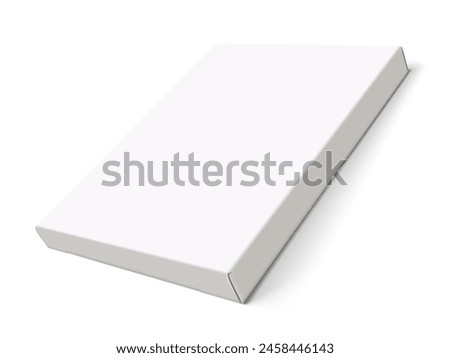 3D White Flat Slim Box Isolated On White Background. EPS10 Vector