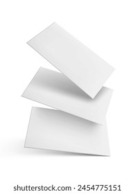 3D White Flying Business Cards Template. EPS10 Vector