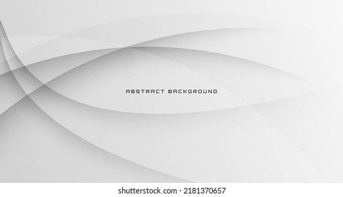 3D weißer, geometrischer abstrakter Hintergrund überlappen Schicht auf hellem Raum mit Welleneffektdekoration. Zukunftsweisskonzept für Grafikdesign-Elemente für Banner, Flyer, Karten, Broschüren oder Landing-Page