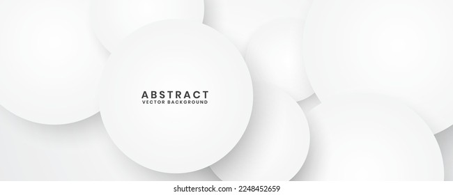 3D white geometric abstract background overlap layer on bright space with circle shapes decoration. Minimalist graphic design element future style concept for banner, flyer, card, cover, or brochure