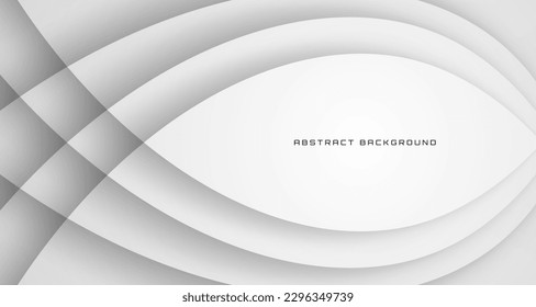 3D white geometric abstract background overlap layer on bright space with waves effect decoration. Graphic design element cutout style concept for banner, flyer, card, brochure cover, or landing page