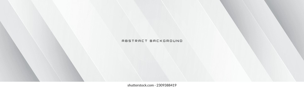 3D white geometric abstract background overlap layer on bright space with cutout decoration. Minimalist graphic design element diagonal stripes style concept for banner, flyer, card, or brochure cover