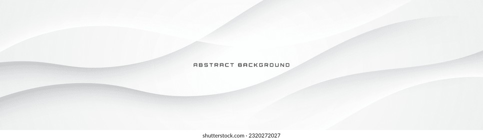 3D white geometric abstract background overlap layer on bright space with waves decoration. Minimalist modern graphic design element cutout style concept for banner, flyer, card, or brochure cover