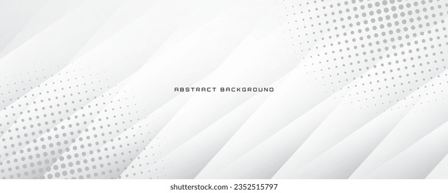 3D white geometric abstract background overlap layer on bright space with cutout effect decoration. Modern graphic design element polygon style concept for banner, flyer, card, cover, or brochure