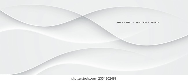 3D white geometric abstract background overlap layer on bright space with waves decoration. Minimalist modern graphic design element cutout style concept for banner, flyer, card, or brochure cover