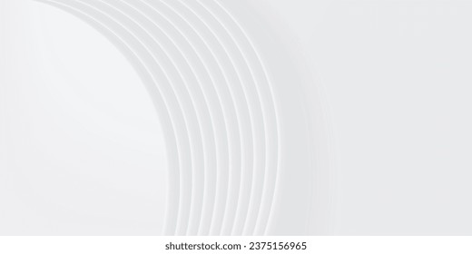 3D white geometric abstract background overlap layer on bright space with waves decoration. Minimalist modern graphic design element cutout style concept for banner