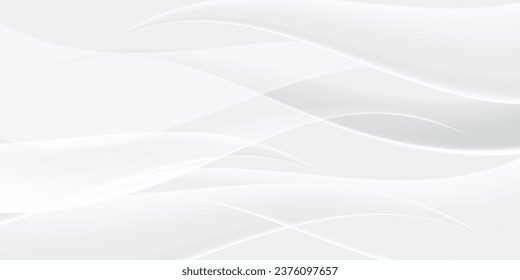 3D white geometric abstract background overlap layer on bright space with waves decoration. Minimalist modern graphic design element cutout style concept for banner, flyer, card