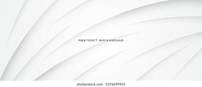 3D white geometric abstract background overlap layer on bright space with waves decoration. Minimalist modern graphic design element cutout style concept for banner, flyer, card, or brochure cover