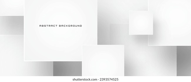 3D white geometric abstract background overlap layer on bright space with squares shapes decoration. Minimalist graphic design element future style concept for banner, flyer, card, cover, or brochure