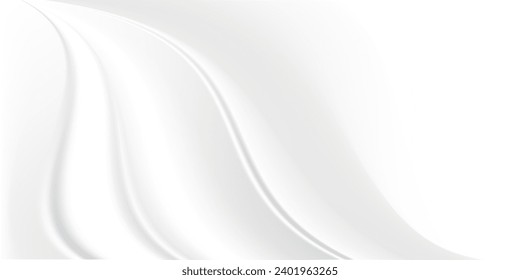 3D white geometric abstract background overlap layer on bright space with waves decoration