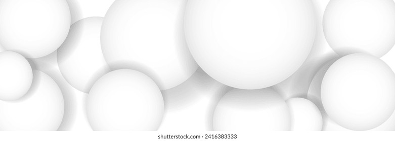 3D white geometric abstract background overlapping layers on bright space with circle shape decoration. Minimalist graphic design element for banner, flyer, card, cover. vector